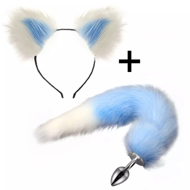 Sexy-Butt-Toy-Plug-Anal-Insert-Metal-Fox-Fur-Tail-Stopper-Funny-Cat-Ears-Cosplay