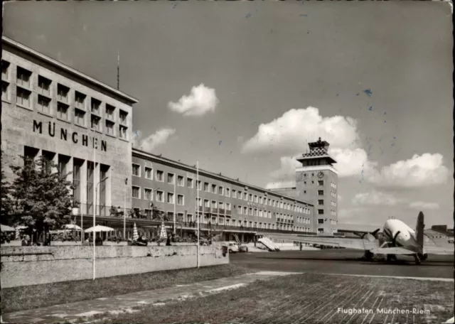 RPPC Munich Riem Germany Airport Flughafen VW bus 1958 real photo postcard