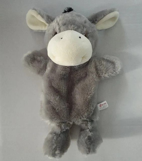 DOUDOU PELUCHE MARIONNETTE TOI -TOYS ANE gris blanc noir ETAT NEUF 30 cm environ