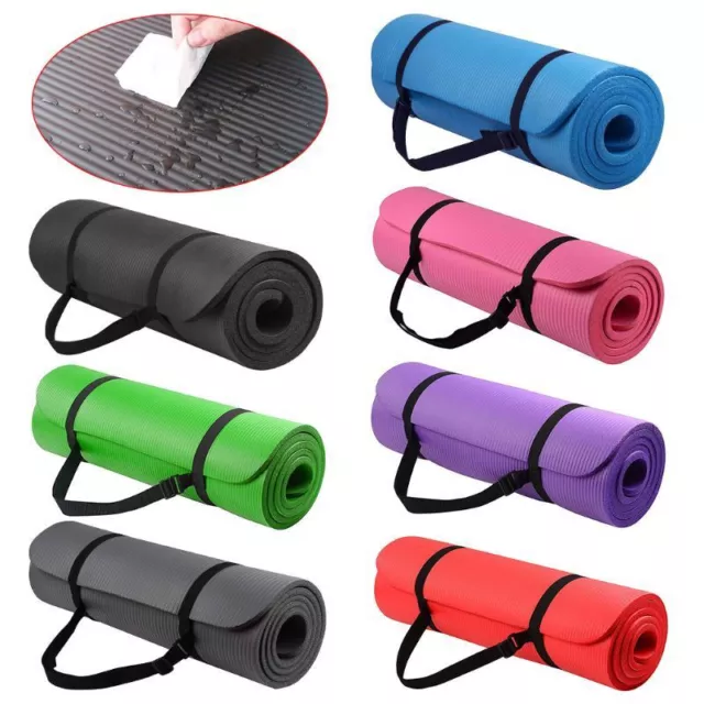 183 x 61cm Yoga Mat 15mm Thick Gym Exercise Fitness Pilates Workout Mat Non Slip