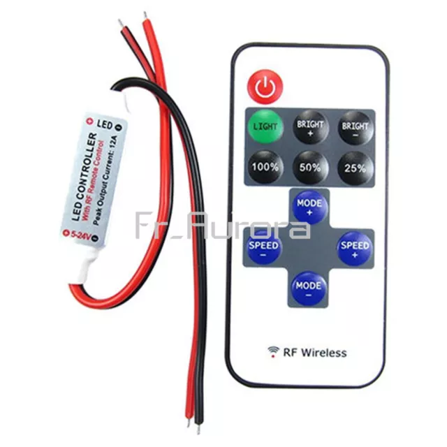 12V RF Wireless Remote Switch Controller Dimmer for Mini LED Strip Light 3