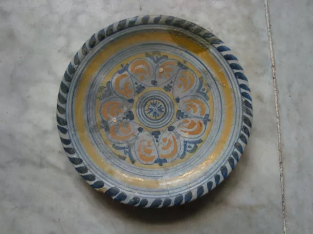 nice 17th  century majolica delftware  /dish /plate ornmental