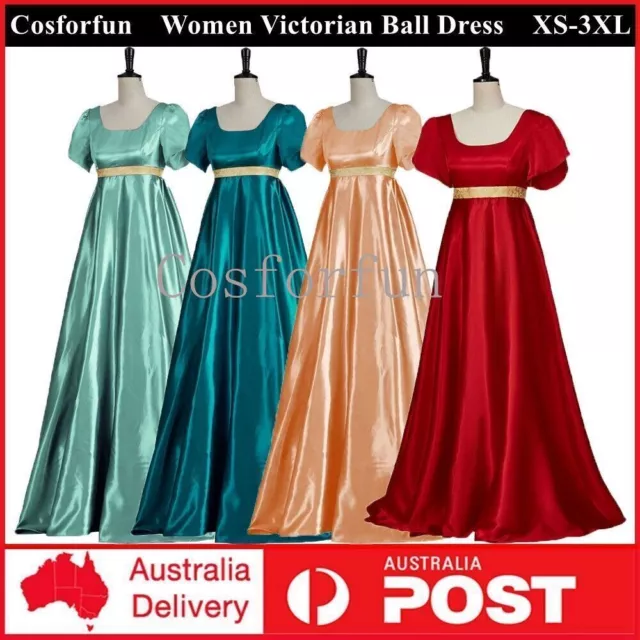 Women Vintage Renaissance Victorian Medieval Gothic Midi Dress Costume Ball Gown