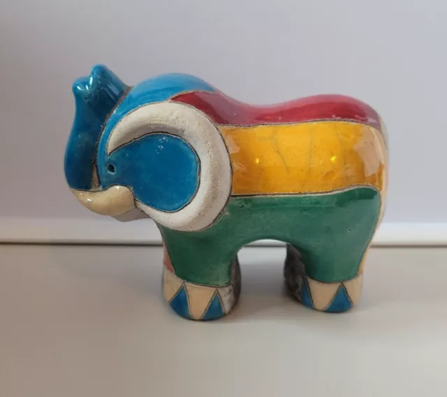 *Raku Keramik*Handgemacht In Südafrika*Mehrfarbige Elefantenfigur*Vintage