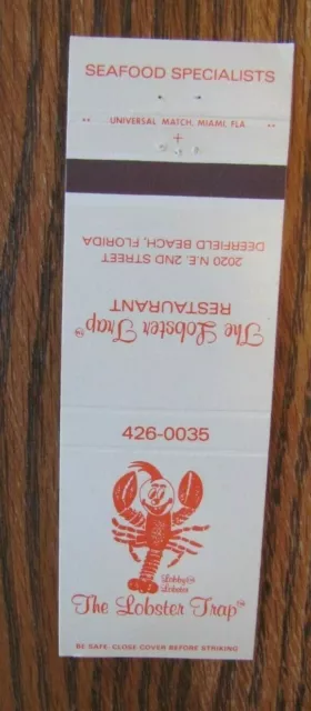 Animal Lobster Matchbook Matchcover: Lobster Trap (Deerfield Beach, Florida) -F1