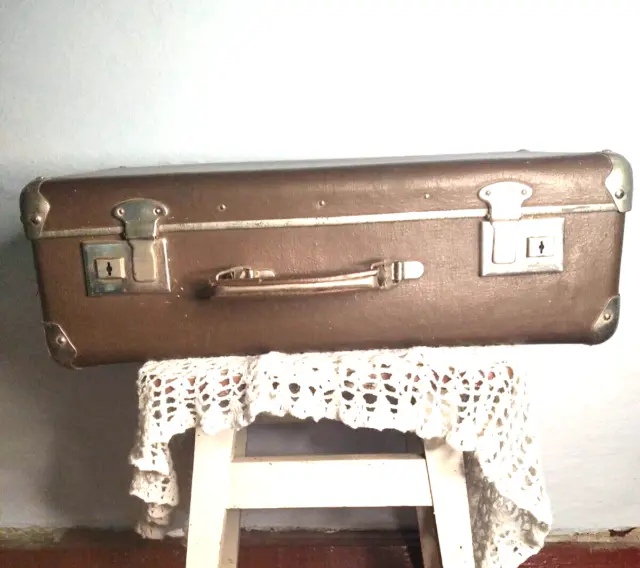 Vintage antique travel suitcase 1967s made of leather with a non-sagging USSR