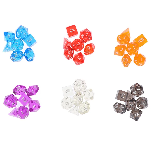 7-teiliges Polyhedral-Würfel-Set 'Cloud Drop' | Durchscheinendes Türkis | Inkl. Samtbeutel | Von Wiz Dice | Für D&D, RPG Und Brettspiele