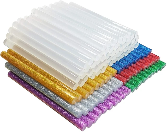 120 Bâtons Colle Chaude 7x100mm 60 Transparents 60 Scintillants Pistolet Colle