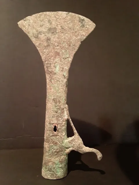 Warring States Bronze ax Spear Head with bird and inscription