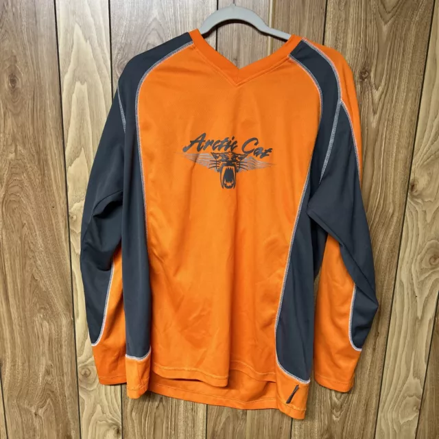 Arctic Cat Shirt Mens XL Orange Arcticwear Sno Cross Jersey Racing Active Wear
