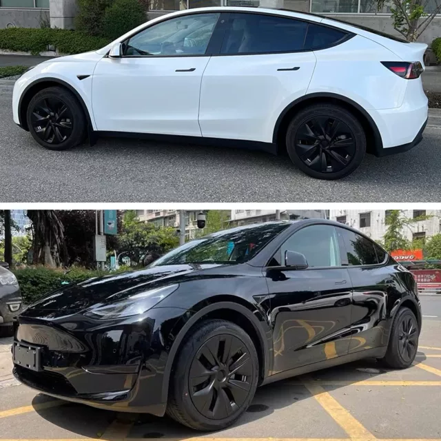 4PCS Auto Radnabenkappen Felgenabdeckung Schwarz Für Tesla Model Y 2020-2023