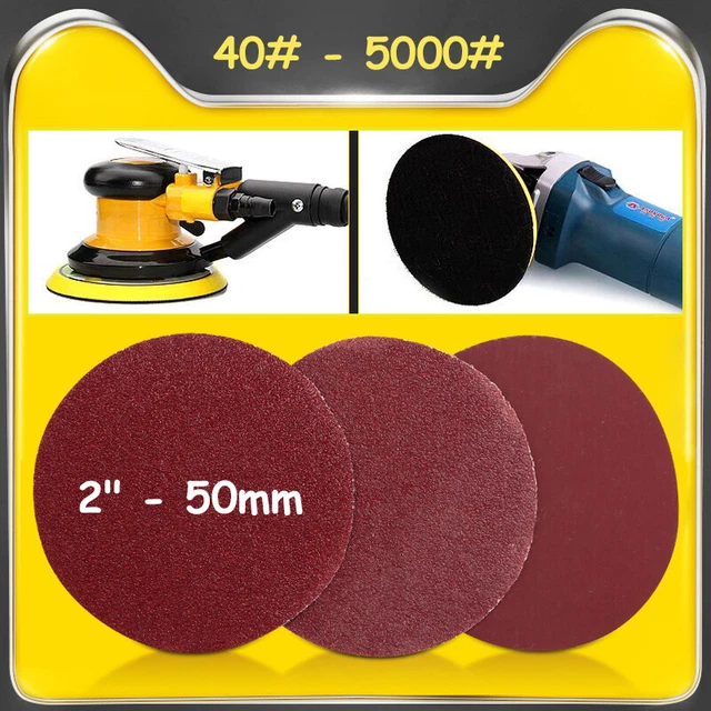 100PCS 50mm Sanding Discs Grit 40-5000 Orbital Sander Pads Hook & Loop Sandpaper