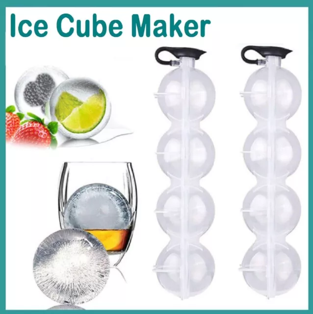 4 Large Ice Ball Maker Cube Tray Big Silicone Mold Sphere Whiskey Round Mould AU