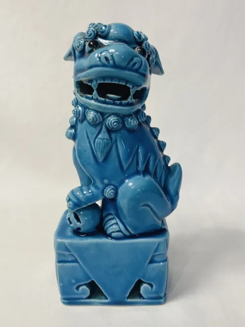 VTG Chinese Turquoise Color Foo Dog 6” Glazed Ceramic Circa 1980’s