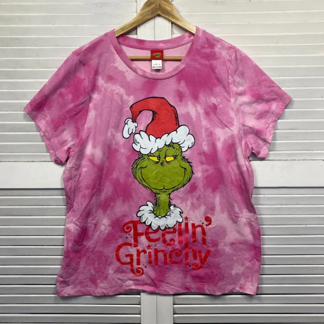 Grinch Christmas Tshirt Womens Size 18 Pink Tie Dye Short Sleeve