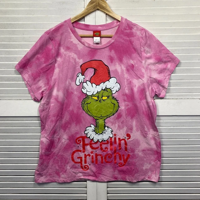 Grinch Christmas Tshirt Womens Size 18 Pink Tie Dye Short Sleeve Grinch Christmas Tshirt Womens Size 18 Pink Tie Dye Short Sleeve