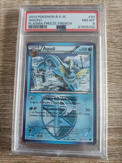 Pokémon Aquali 20/116 N&B Noir et Blanc Glaciation Plasma PSA 8