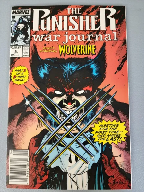 Punisher War Journal #6 Newsstand vs. Wolverine Jim Lee Cover Marvel 1989 FN/VF