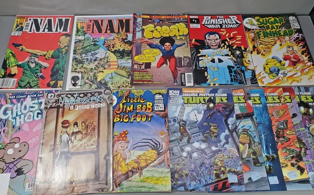 Lot of 14 Mixed Comic Books The 'Nam The Punisher Warzone Freak TMNT & More