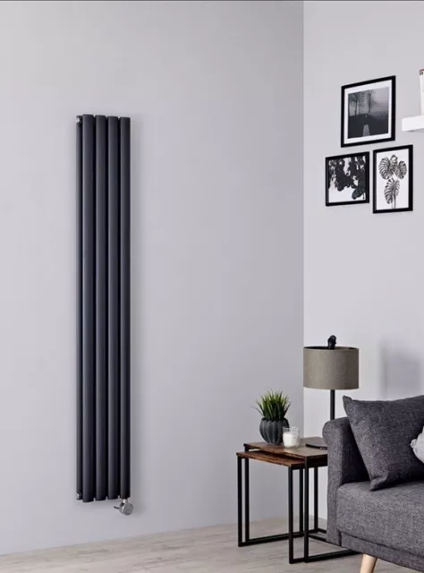 Milano Aruba Slim Electric Anthracite Vertical Designer Radiator (double)