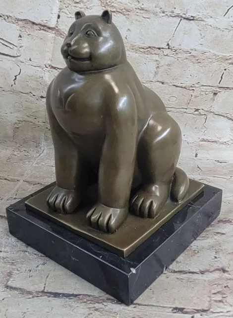 After Fernando Botero Cat Bronze Sculpture Signed Hot Cast Figurine Sculpture Nr