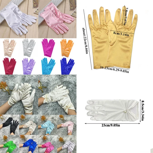Women Stretch Satin white Short Gloves Party Wedding Driving Prom Accessory US~