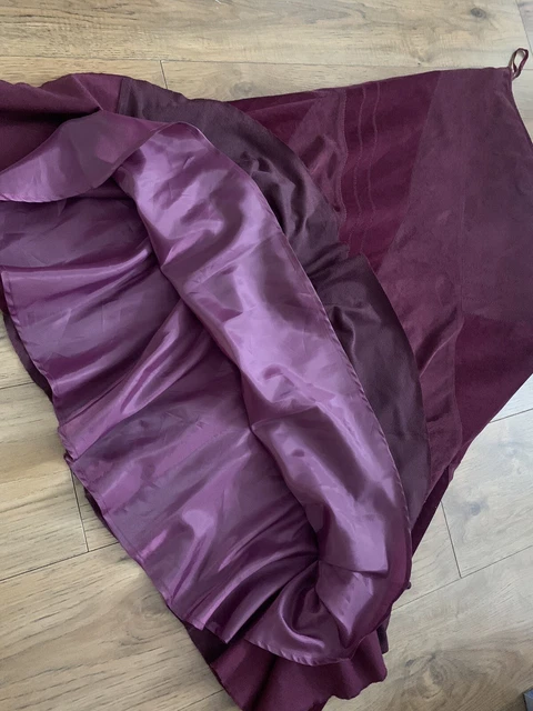 Per Una Size12 burgundy ￼Faux Suede Panelled Maxi Long boho peasant￼ style Skirt