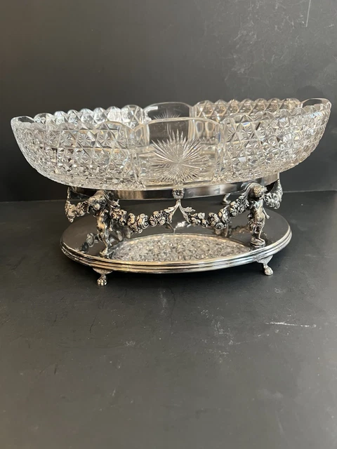 ANTIQUE MAPPIN & Webb Silverplate Cherubs Angel Stand Bowl