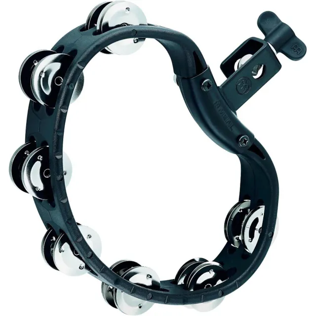 Meinl HTMT4BK Mountable Guiro Tambourine with Double Row Steel Jingles Black