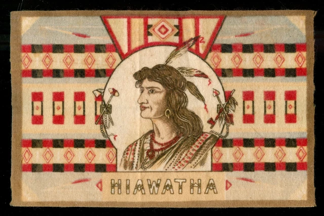 HIAWATHA Portrait TOBACCO Felt BLANKET B12-1 1908 Cigars Cigarettes USA Indian