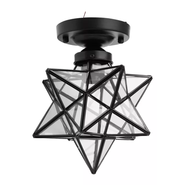 Moravian Star Flush Mount Ceiling Light Lamp Glass Lighting Fixture
