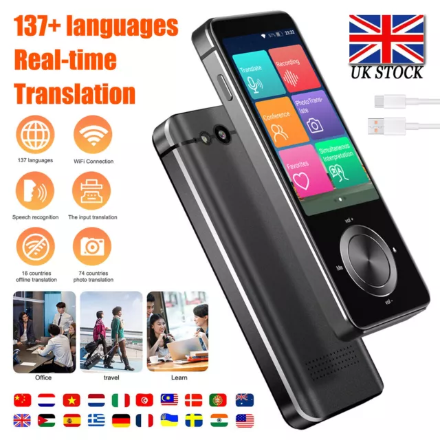 Mini WIFI 2 Way Language Translator Device Real-time Smart Voice 137+ Languages