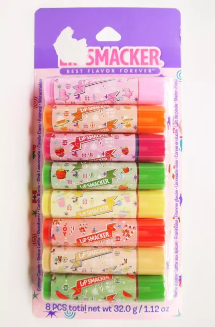 Lip Smacker Original & Best Flavored Lip Balm 8 Pack, Cotton Candy, Spice Latte