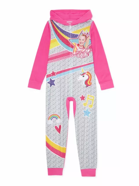 Jojo Siwa Girls One-Piece Full-Zip Hooded Blanket Pajama Sleepwear Sleeper: 4-12