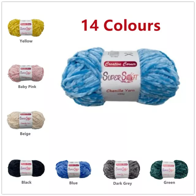 CHUNKY CHENILLE YARN Gauge 7 Acrylic for Crocheting Scarf Hand Knitting  $19.60 - PicClick AU