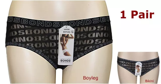 BONDS HIPSTER BOYLEG, BIKINI PANTIES Women Size 14 Underwear Brief knicker Black