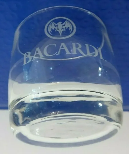 Bacardi Rum On the Rocks Cocktail Glass Etched Logo Barware Advertising Dining