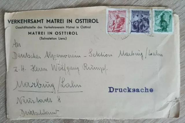 #420  Trachten 20+30Groschen+3 Schilling MNr 897,900,922 auf Briefvorderseite
