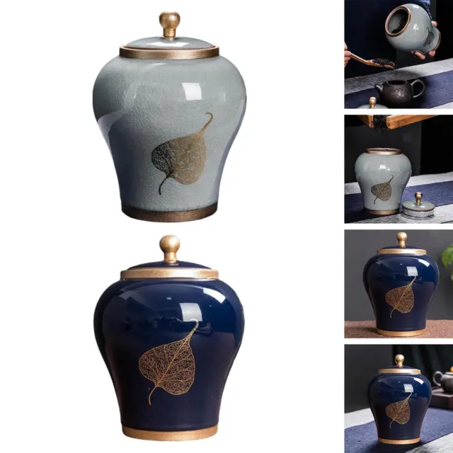 2 Stck. Kreatives Porzellan Ingwerglas mit Deckel Vase Aufbewahrungsglas Tempelglas
