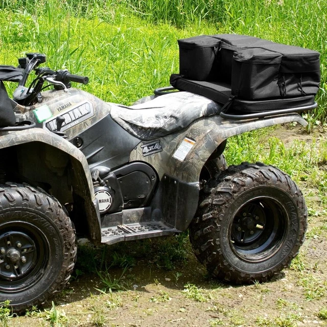 ATV Rear Rack Soft Back Luggage Storage Cargo Seat Pack Bag w/ Cushion Pad Black