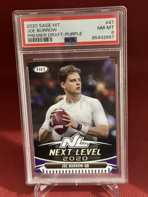 Joe Burrow 2020 Sage Hit Premier Draft #47 PURPLE VARIATION PSA 8 Rookie RARE