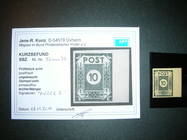 BRIEFMARKEN, SBZ 1945, Ost Sachsen, Nr. 52 auxDD m. Befund EUR 28,50