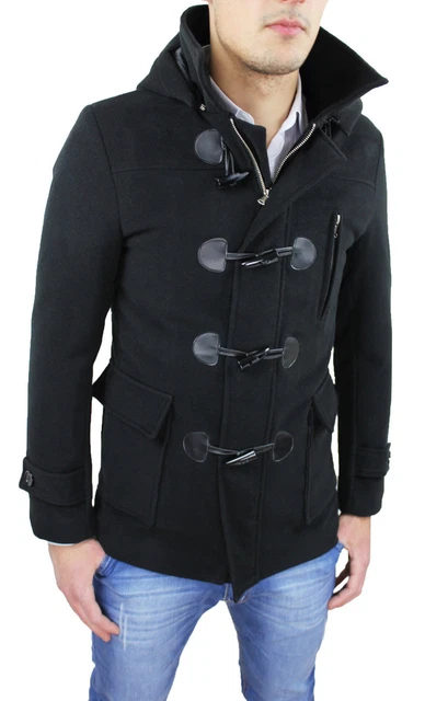 CAPPOTTO MONTGOMERY UOMO Nero Invernale Slim Fit Giaccone Casual