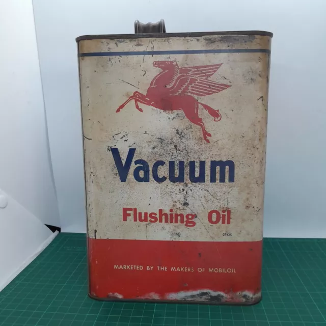 Vintage Original Vacuum Mobiloil Flushing Oil One Imperial Gallon Tin