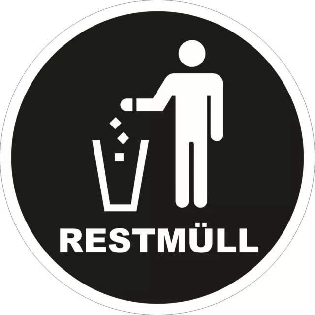 RESTMÜLL MÜLLEIMER AUFKLEBER Mülltonne Recycling Mülltrennung 200mm 10795  EUR 6,99 - PicClick DE