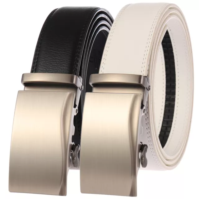 Business Real Leather belts for men Automatic Buckle Belt Ratchet Cow Strap Gift