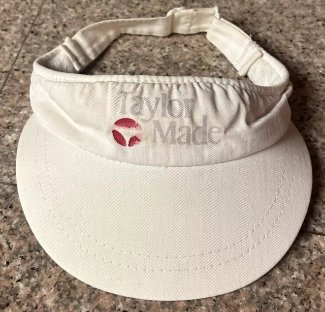 Vintage 1980s Taylor Made Golf Visor Hat Cap White Spellout Logo KC Headware