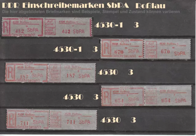 DDR R-Zettel SbPA Einschreibemarken Roßlau 4530 453 postfrisch ** LOT