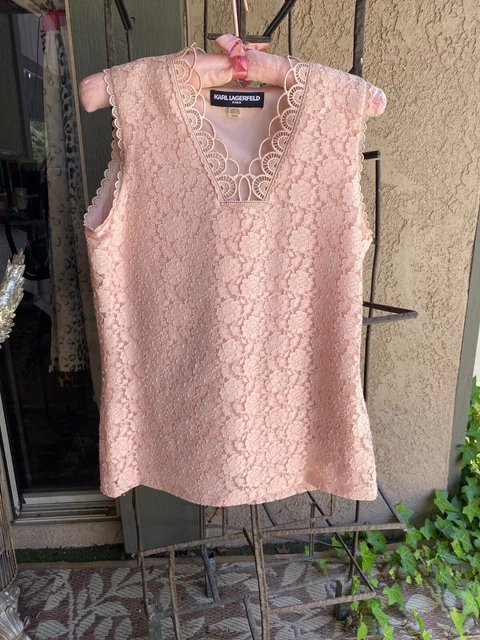 Karl Lagerfeld vintage pale pink lace top