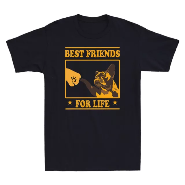 Best Friends For Life French Bulldog Frenchie Vintage Men's T-Shirt Black Tee